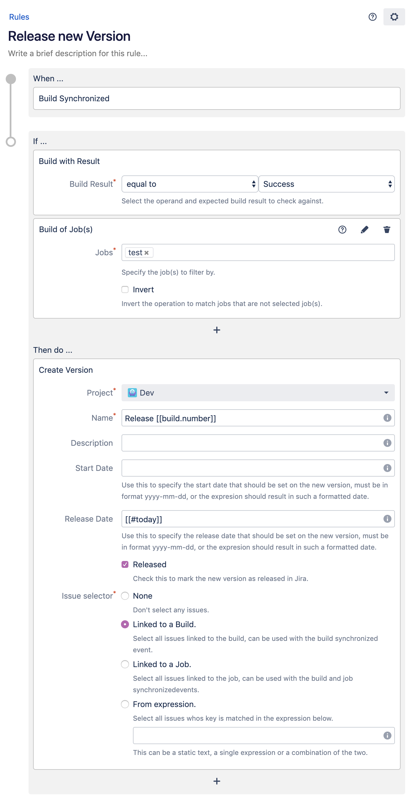 Use case: Release version after the release build