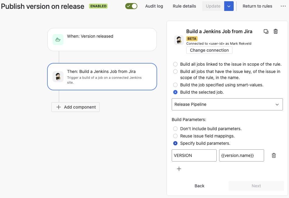 Use case: Publish version on release