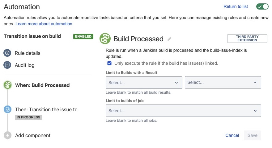 Use case: Transition issue when work starts